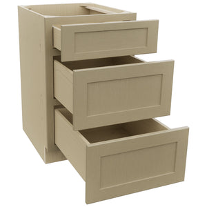 Fabuwood Galaxy Desert Oak DB21 Base 3 Drawers Cabinet, Open View
