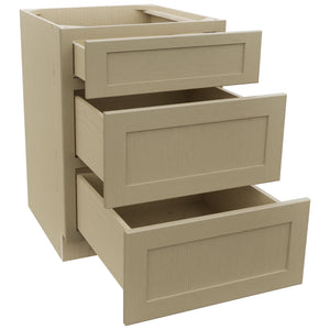 Fabuwood Galaxy Desert Oak DB24 Base 3 Drawers Cabinet, Open View
