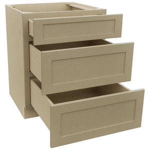 Fabuwood Galaxy Desert Oak DB27 Base 3 Drawers Cabinet, Open View