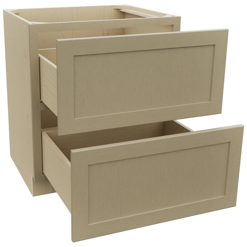 Fabuwood Galaxy Desert Oak DB30-2 Base 2 Drawers Cabinet, Open View