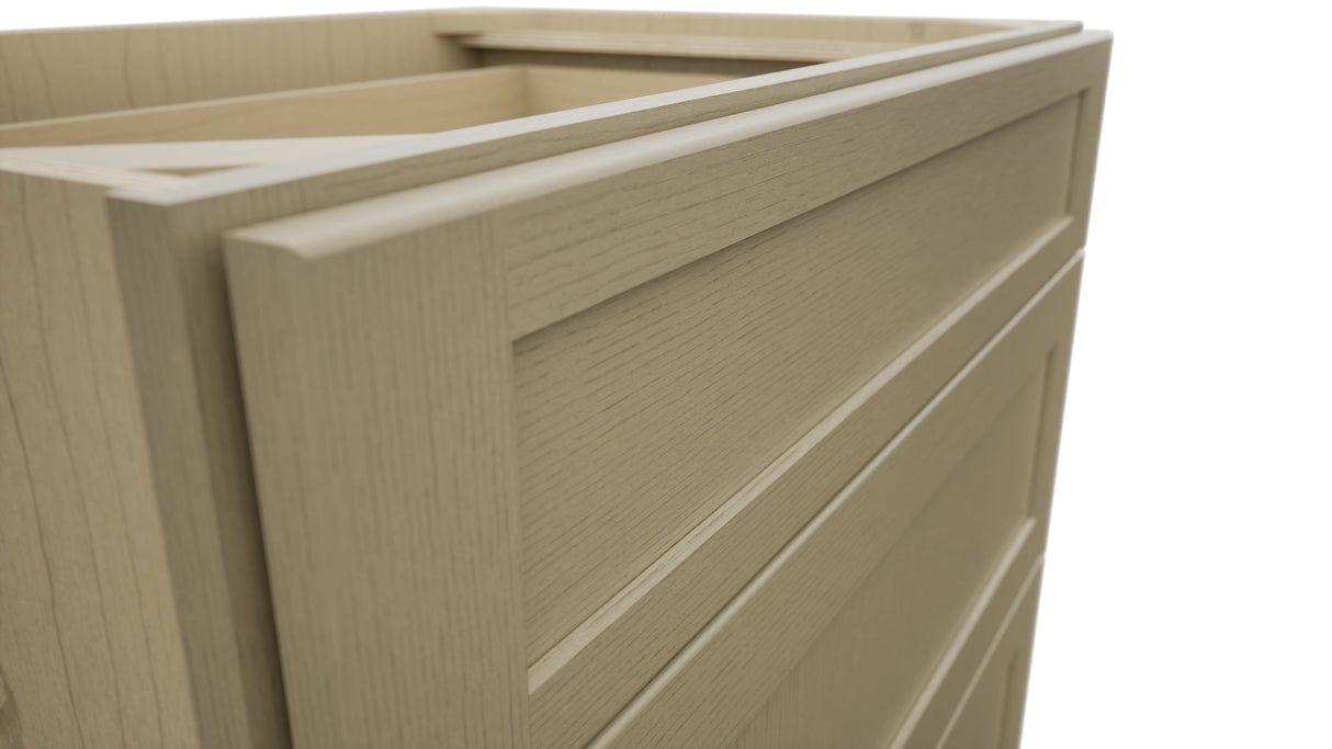 Fabuwood Galaxy Desert Oak DB33 Base 3 Drawers Cabinet, Detail View