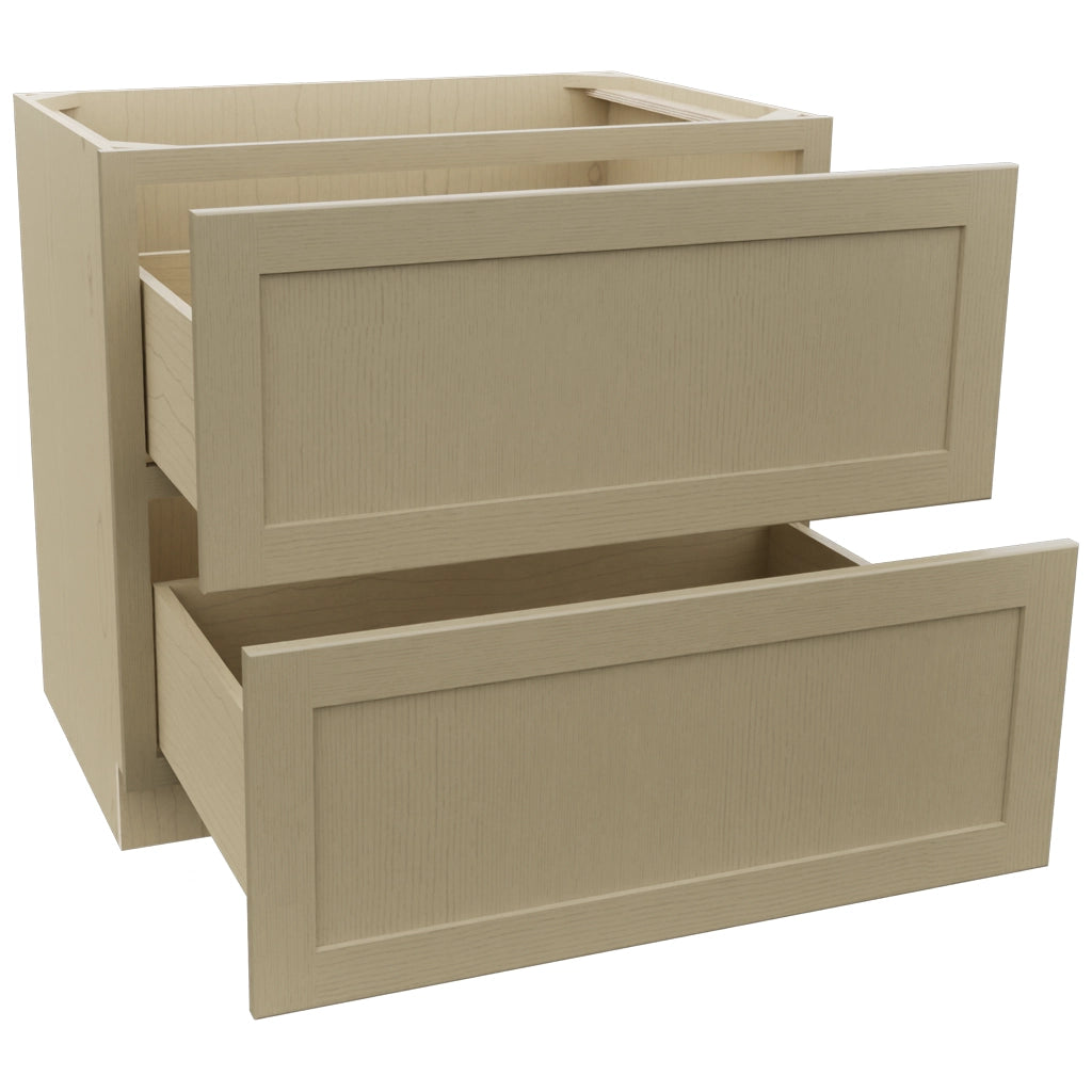 Fabuwood Galaxy Desert Oak DB36-2 Base 2 Drawers Cabinet, Open View