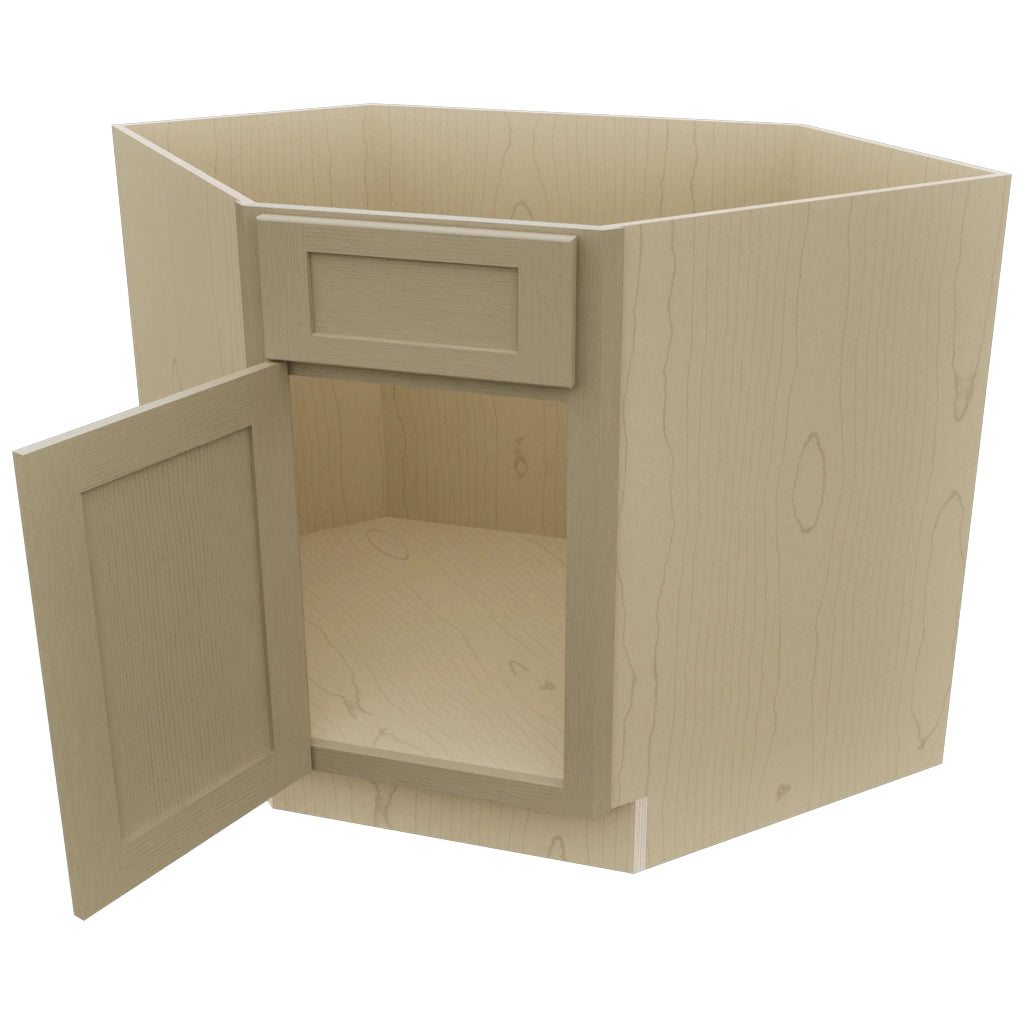 Fabuwood Galaxy Desert Oak DSB36 Base Corner Diagonal Sink Cabinet, Open View