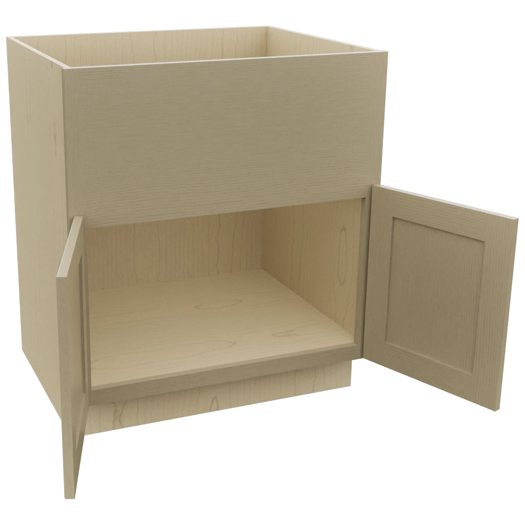 Fabuwood Galaxy Desert Oak FS30 Base Farm Sink Cabinet, Open View