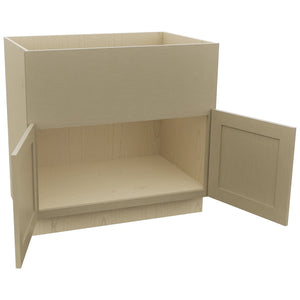 Fabuwood Galaxy Desert Oak FS36 Base Farm Sink Cabinet, Open View