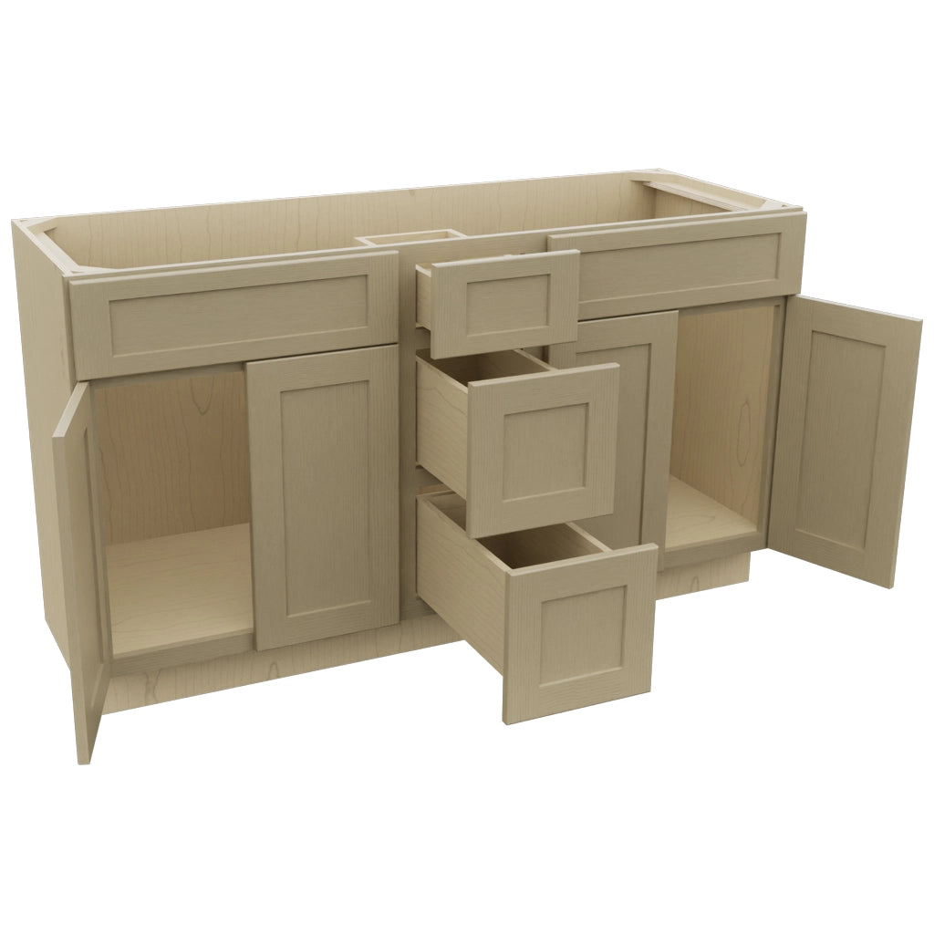 Fabuwood Galaxy Desert Oak VSD60DOUBLE Vanity Combo Cabinet, Open View