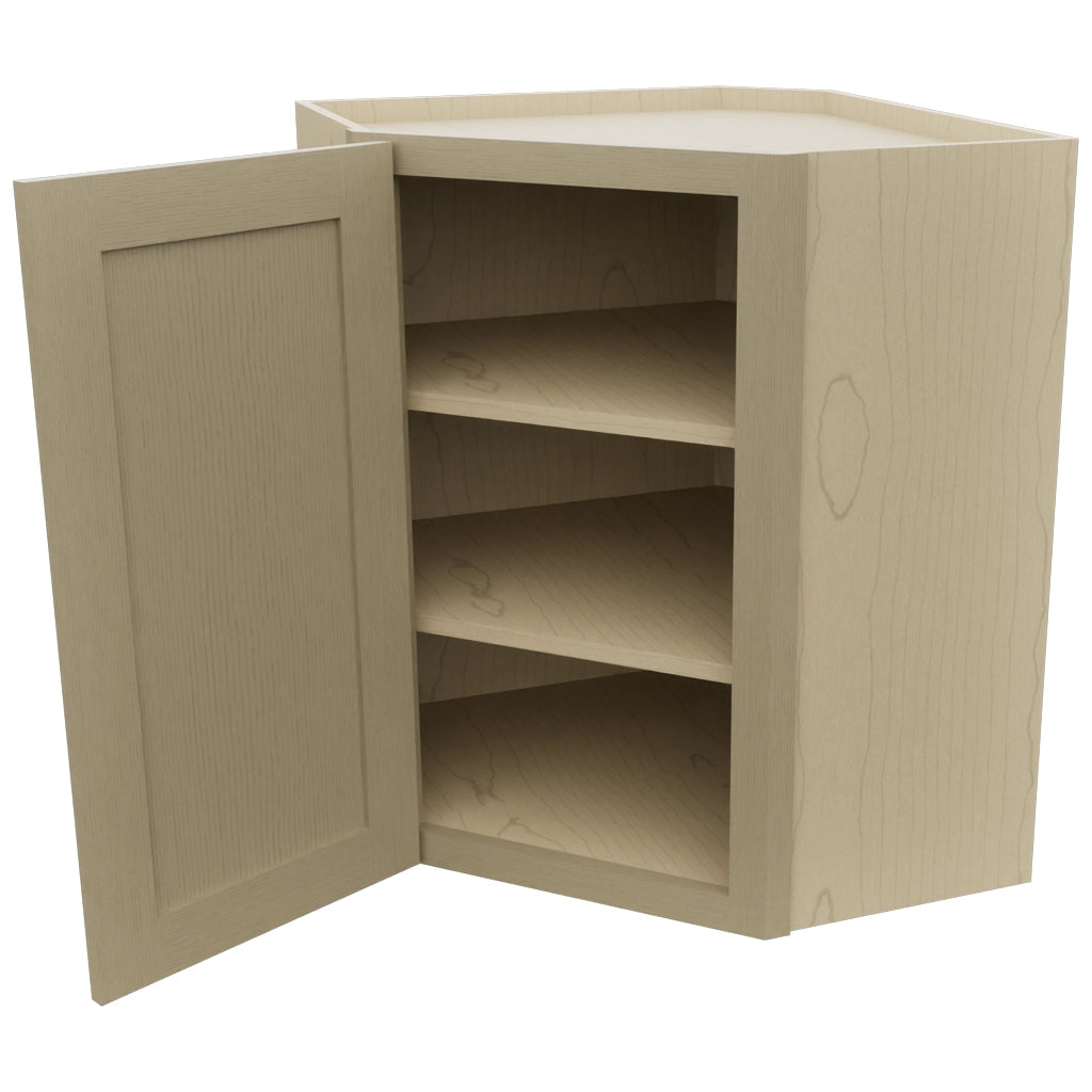 Fabuwood Galaxy Desert Oak WDC2430 Wall Corner Diagonal Cabinet, Open View