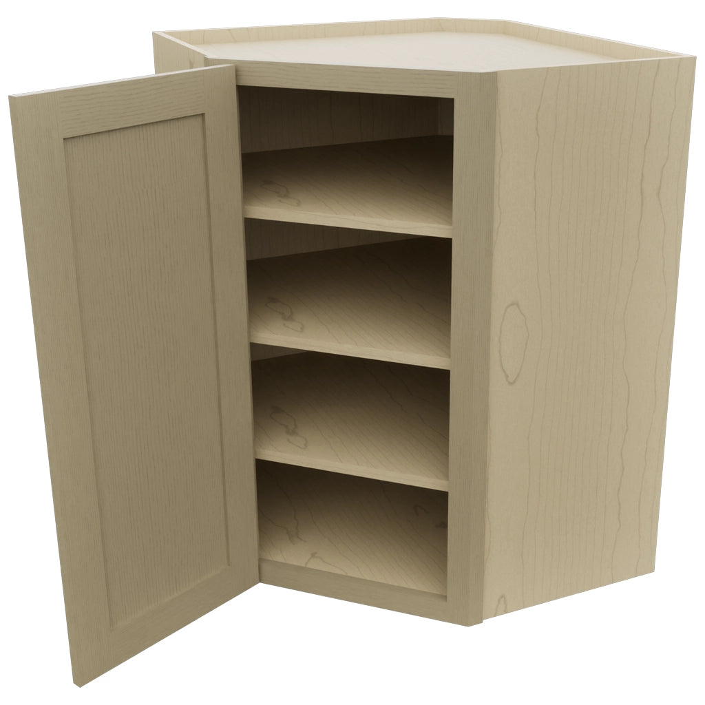 Fabuwood Galaxy Desert Oak WDC2736 Wall Corner Diagonal Cabinet, Open View