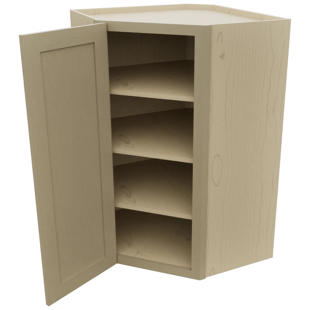 Fabuwood Galaxy Desert Oak WDC2742 Wall Corner Diagonal Cabinet, Open View