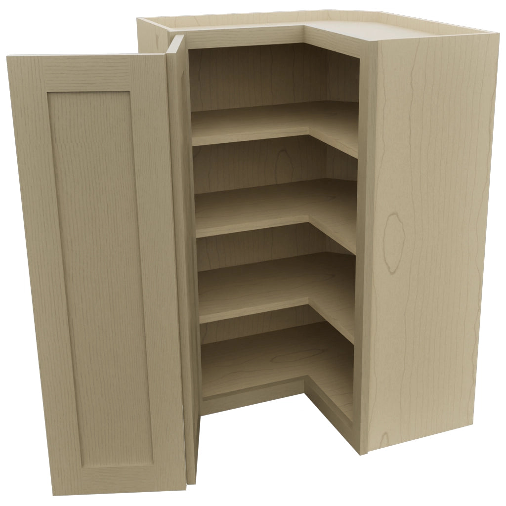 Fabuwood Galaxy Desert Oak WPC2436 Wall Corner Pie Cabinet, Open View