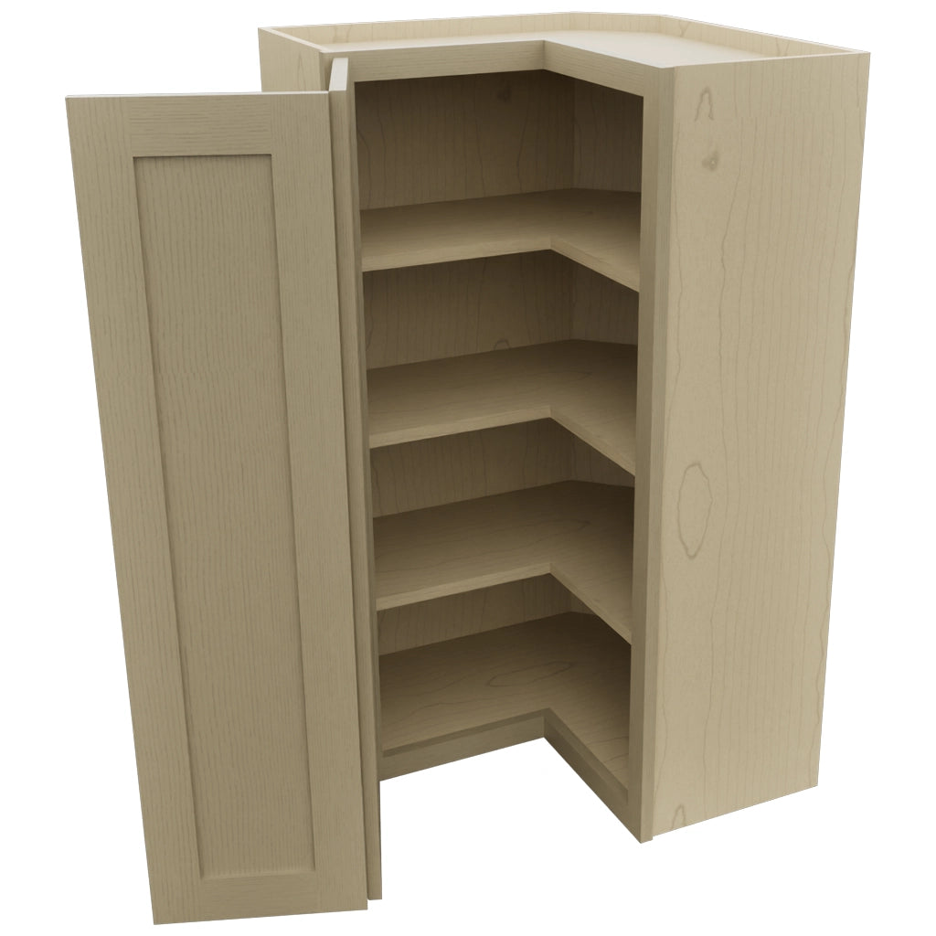Fabuwood Galaxy Desert Oak WPC2442 Wall Corner Pie Cabinet, Open View