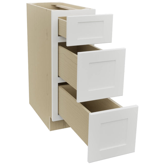 Fabuwood Galaxy Frost DB12 Base 3 Drawers Cabinet, Open View