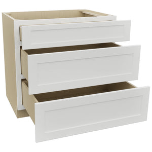 Fabuwood Galaxy Frost DB36 Base 3 Drawers Cabinet, Open View