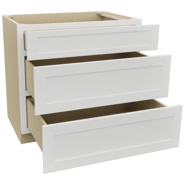 Fabuwood Galaxy Frost DB36 Base 3 Drawers Cabinet, Open View