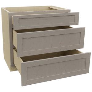 Fabuwood Galaxy Horizon DB36 Base 3 Drawers Cabinet, Open View
