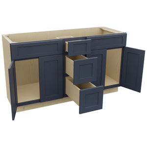 Fabuwood Galaxy Indigo VSD60DOUBLE Vanity Combo Cabinet, Open View