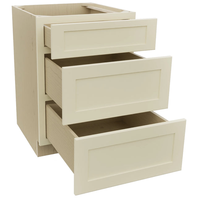 Fabuwood Galaxy Linen DB24 Base 3 Drawers Cabinet, Open View