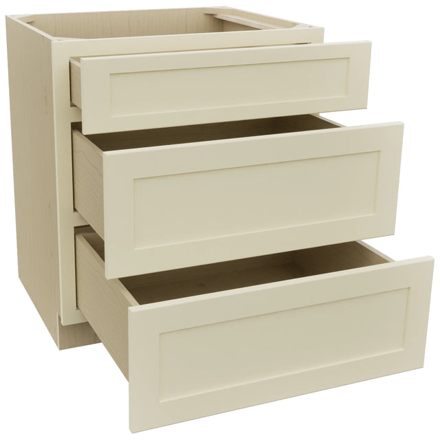 Fabuwood Galaxy Linen DB30 Base 3 Drawers Cabinet, Open View