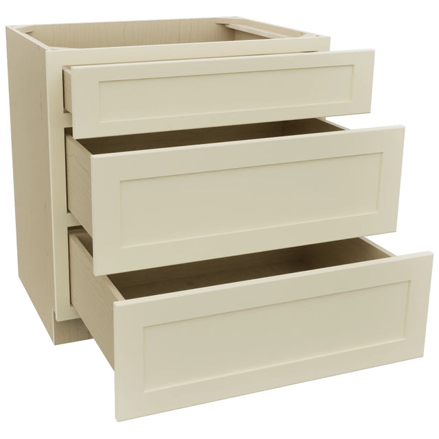 Fabuwood Galaxy Linen DB33 Base 3 Drawers Cabinet, Open View