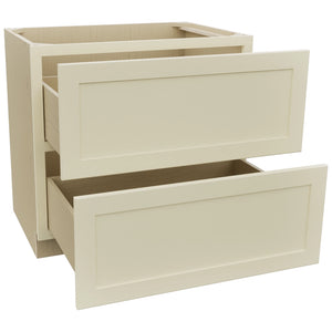 Fabuwood Galaxy Linen DB36-2 Base 2 Drawers Cabinet, Open View