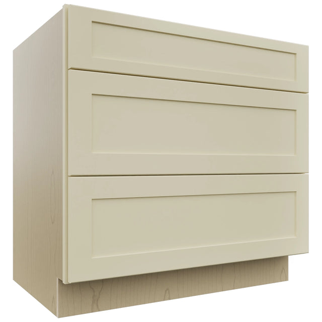 Fabuwood Galaxy Linen DB36 Base 3 Drawers Cabinet, Front View