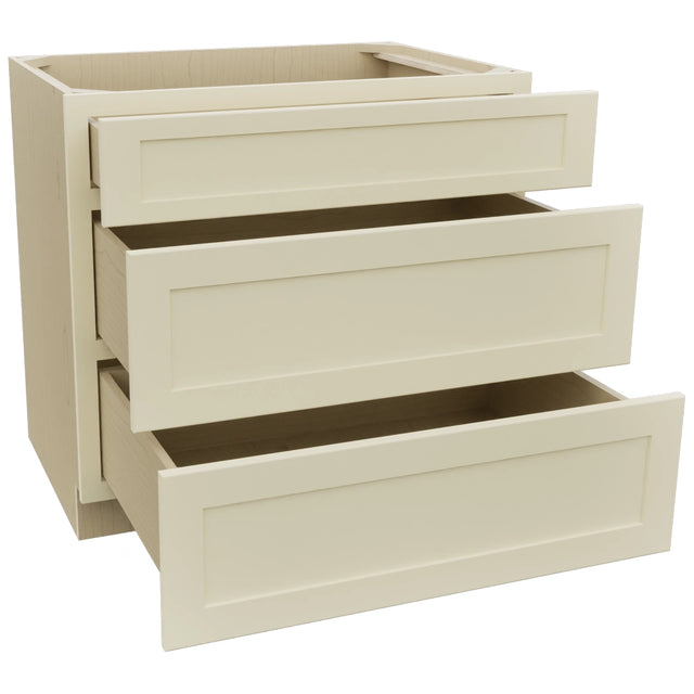 Fabuwood Galaxy Linen DB36 Base 3 Drawers Cabinet, Open View