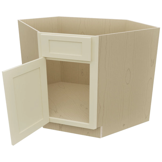 Fabuwood Galaxy Linen DSB36 Base Corner Diagonal Sink Cabinet, Open View