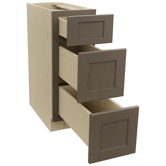 Fabuwood Galaxy Mocha DB12 Base 3 Drawers Cabinet, Open View