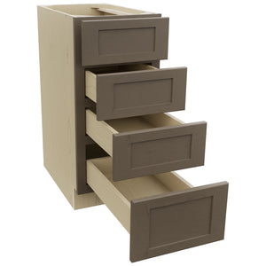 Fabuwood Galaxy Mocha DB15-4 Base 4 Drawers Cabinet, Open View