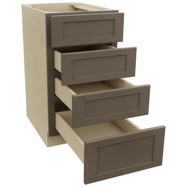 Fabuwood Galaxy Mocha DB18-4 Base 4 Drawers Cabinet, Open View
