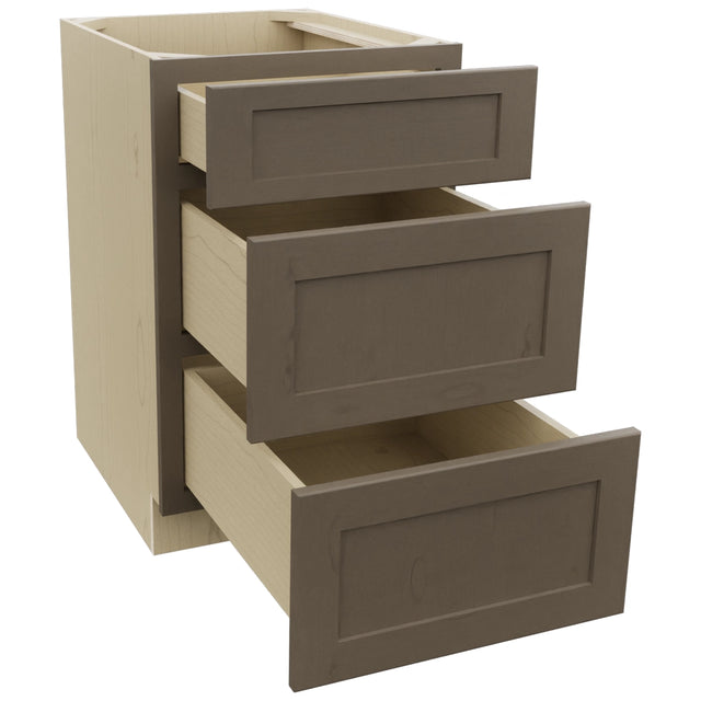 Fabuwood Galaxy Mocha DB21 Base 3 Drawers Cabinet, Open View