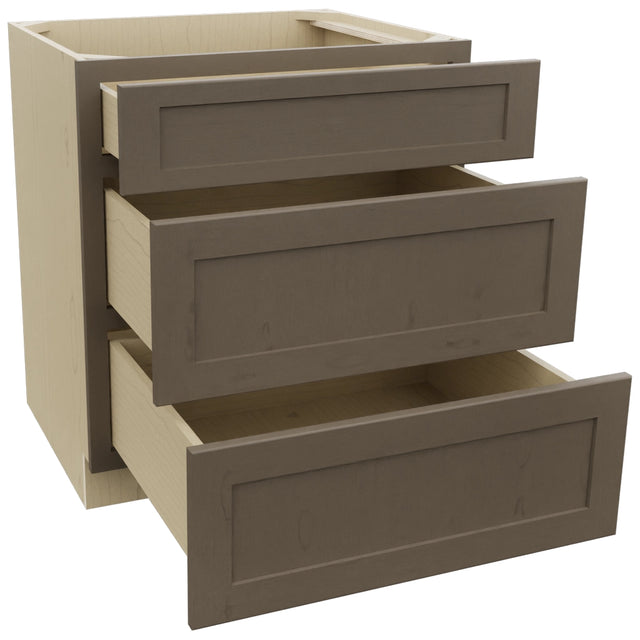 Fabuwood Galaxy Mocha DB30 Base 3 Drawers Cabinet, Open View