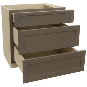 Fabuwood Galaxy Mocha DB33 Base 3 Drawers Cabinet, Open View