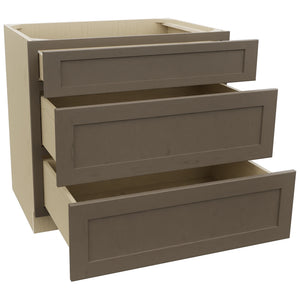 Fabuwood Galaxy Mocha DB36 Base 3 Drawers Cabinet, Open View