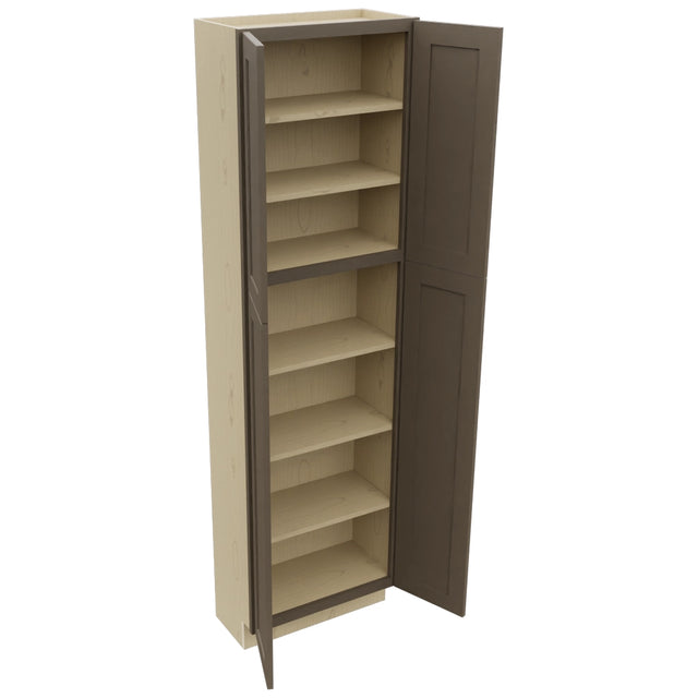 Fabuwood Galaxy Mocha TP241284 Tall Pantry Cabinet, Open View