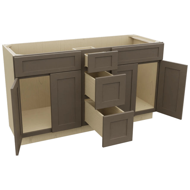Fabuwood Galaxy Mocha VSD60DOUBLE Vanity Combo Cabinet, Open View