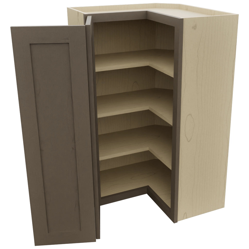 Fabuwood Galaxy Mocha WPC2439 Wall Corner Pie Cabinet, Open View
