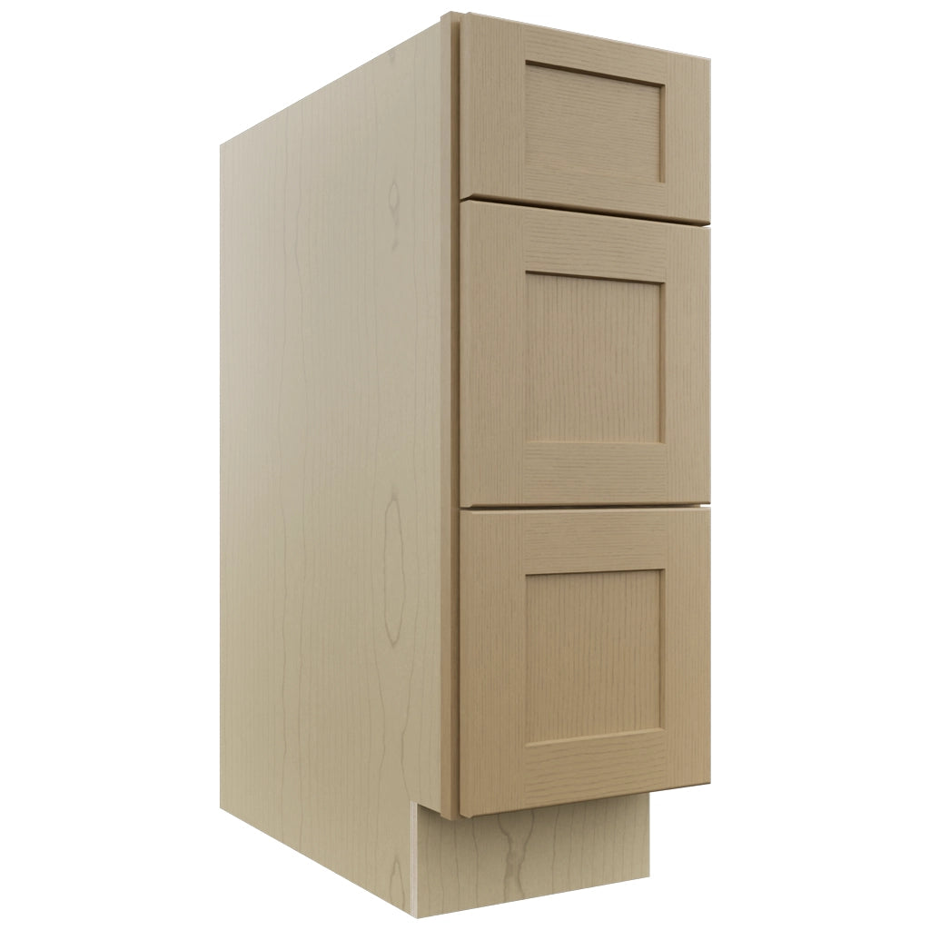 Fabuwood Galaxy Natural Oak DB12 Base 3 Drawers Cabinet, Front View
