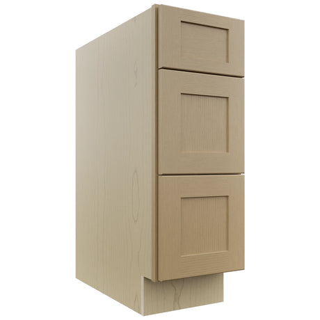 Fabuwood Galaxy Natural Oak DB12 Base 3 Drawers Cabinet, Front View