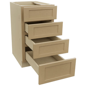 Fabuwood Galaxy Natural Oak DB18-4 Base 4 Drawers Cabinet, Open View