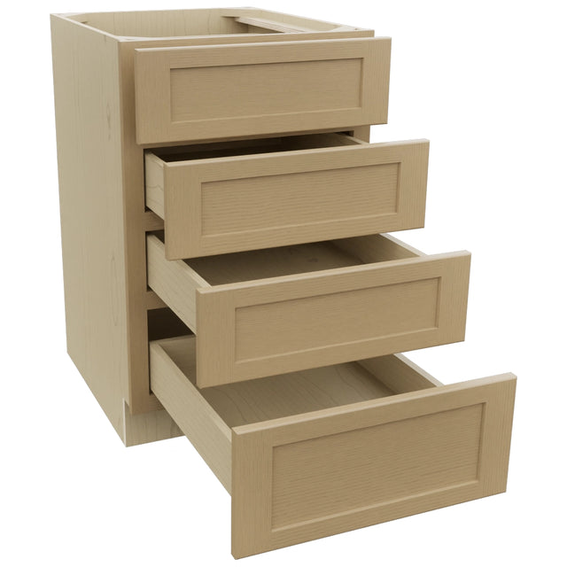 Fabuwood Galaxy Natural Oak DB21-4 Base 4 Drawers Cabinet, Open View