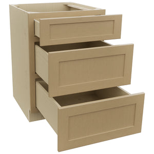Fabuwood Galaxy Natural Oak DB24 Base 3 Drawers Cabinet, Open View