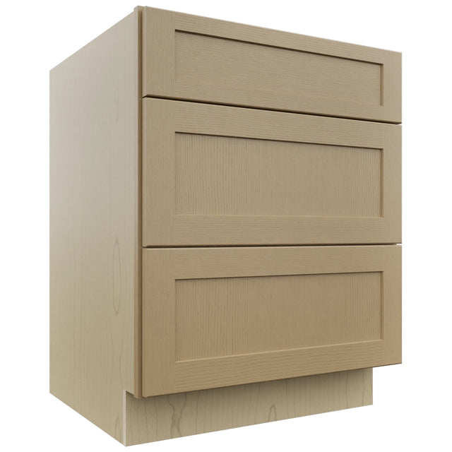 Fabuwood Galaxy Natural Oak DB27 Base 3 Drawers Cabinet, Front View
