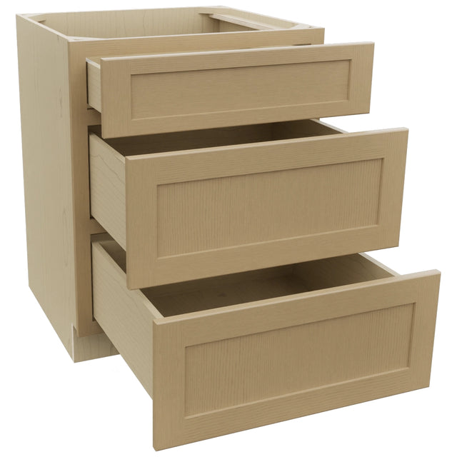 Fabuwood Galaxy Natural Oak DB27 Base 3 Drawers Cabinet, Open View