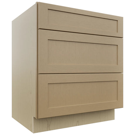 Fabuwood Galaxy Natural Oak DB30 Base 3 Drawers Cabinet, Front View