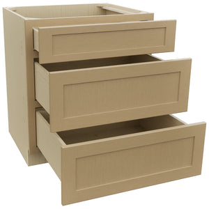 Fabuwood Galaxy Natural Oak DB30 Base 3 Drawers Cabinet, Open View