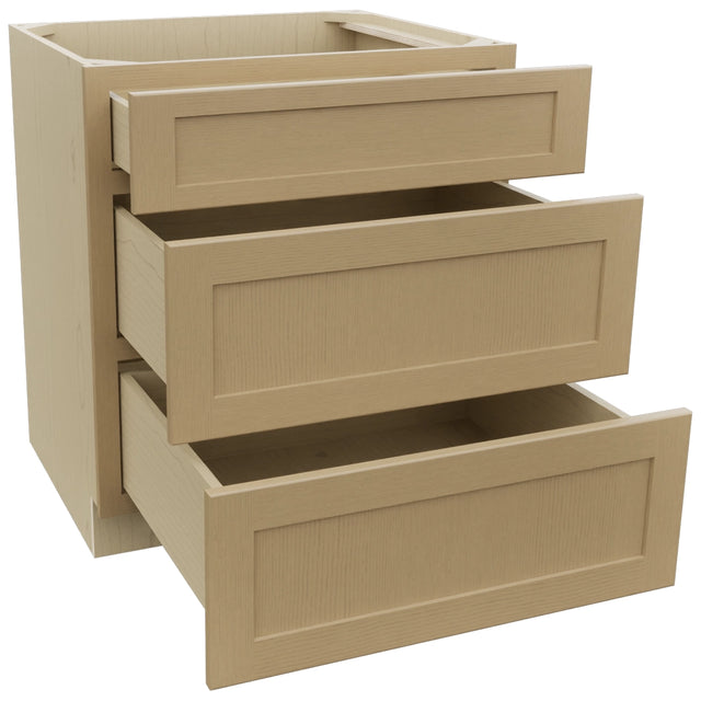 Fabuwood Galaxy Natural Oak DB30 Base 3 Drawers Cabinet, Open View