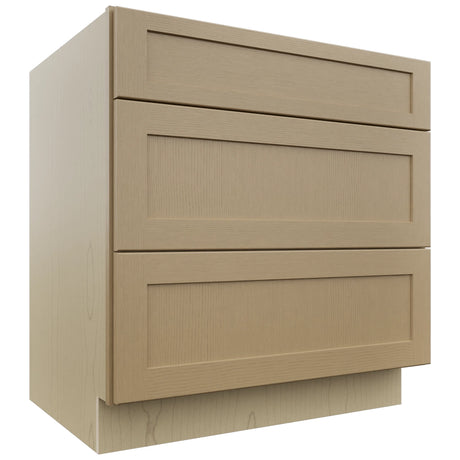 Fabuwood Galaxy Natural Oak DB33 Base 3 Drawers Cabinet, Front View
