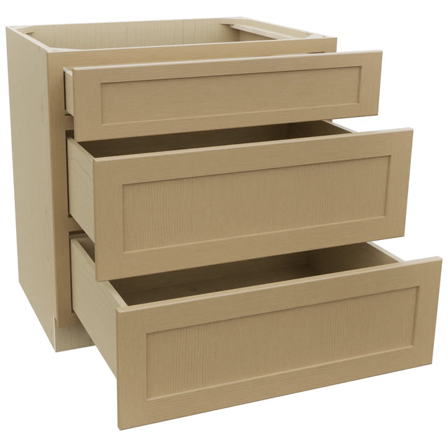 Fabuwood Galaxy Natural Oak DB33 Base 3 Drawers Cabinet, Open View