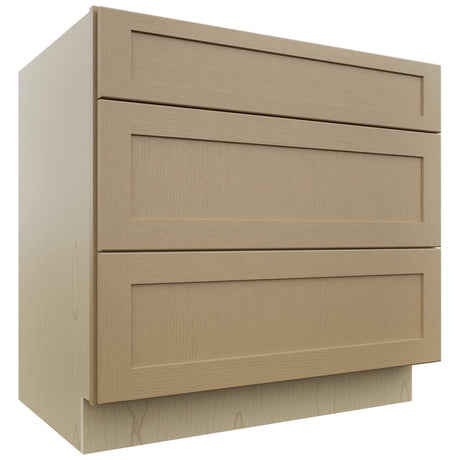 Fabuwood Galaxy Natural Oak DB36 Base 3 Drawers Cabinet, Front View